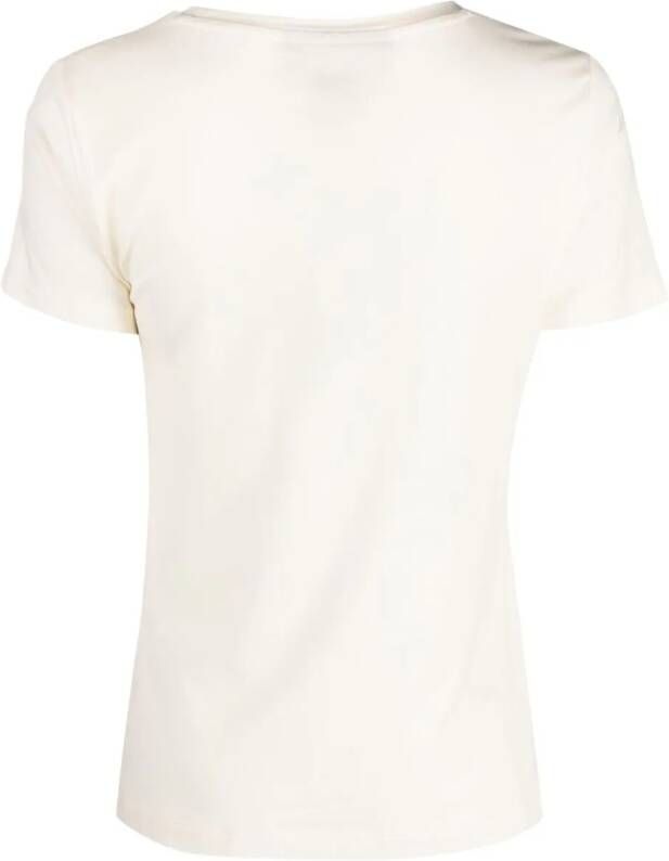 DKNY metallic-finish logo-print jersey T-shirt Beige