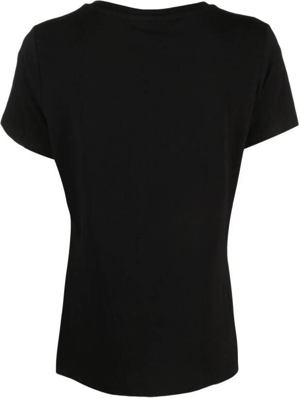 DKNY metallic-finish logo-print jersey T-shirt Zwart