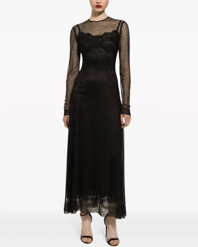 Dolce & Gabbana A-lijn maxi-jurk verfraaid met stras Zwart