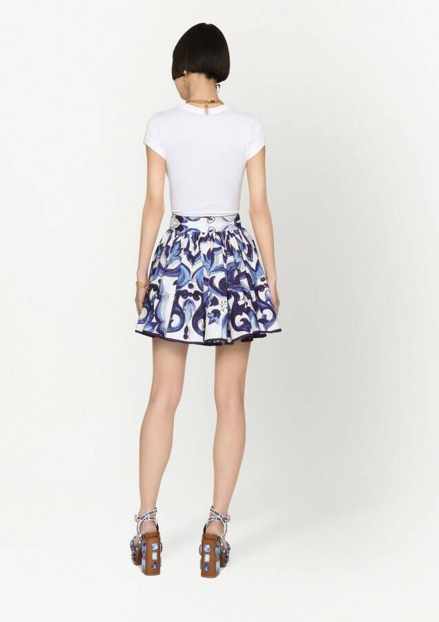 Dolce & Gabbana A-lijn mini-rok met print Blauw