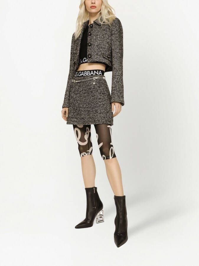 Dolce & Gabbana Tweed gespikkelde mini-rok Bruin