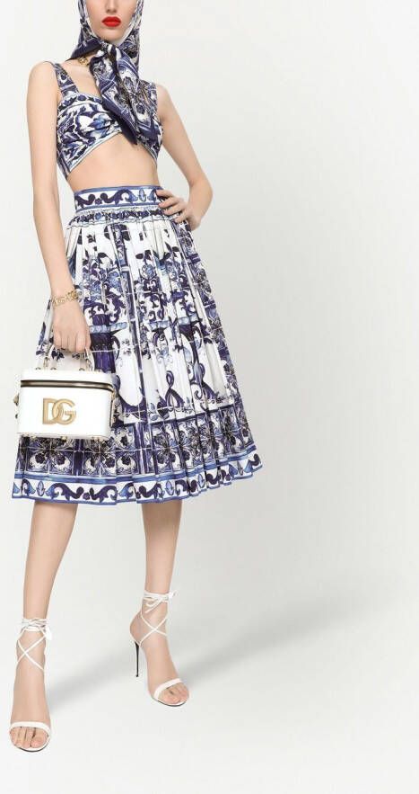 Dolce & Gabbana Midi-plooirok met print Blauw