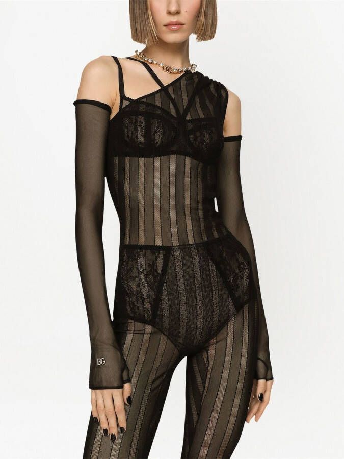 Dolce & Gabbana Asymmetrische jumpsuit met jacquard Zwart