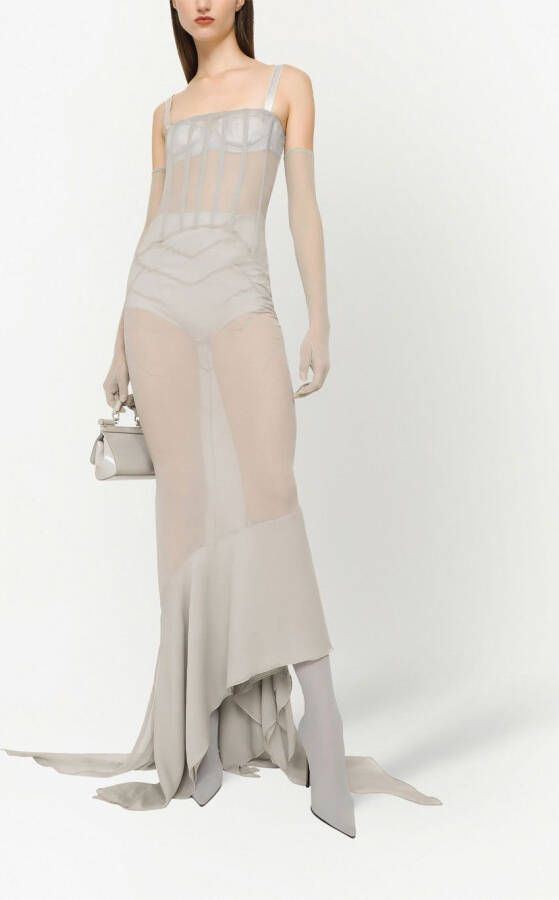 Dolce & Gabbana KIM DOLCE&GABBANA gedrapeerde zijden jurk Beige