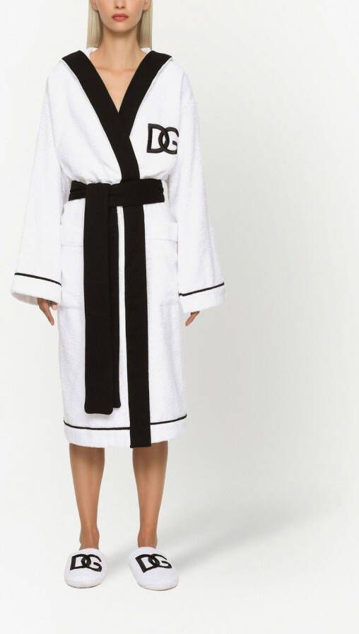 Dolce & Gabbana Badjas met geborduurd logo Wit