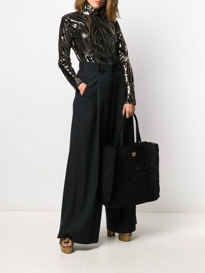 Dolce & Gabbana Beatrice shopper met cordonetto kant Zwart