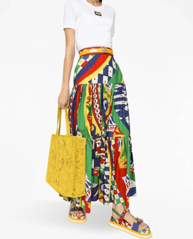Dolce & Gabbana Beatrice shopper met kant Geel