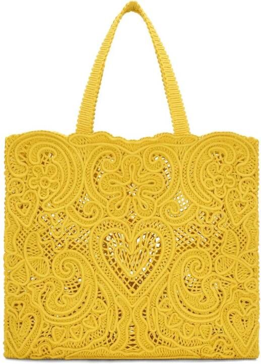 Dolce & Gabbana Beatrice shopper met kant Geel