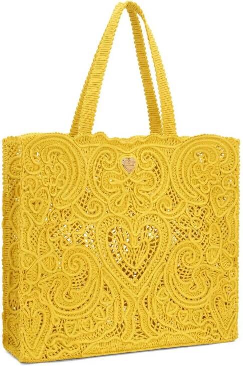 Dolce & Gabbana Beatrice shopper met kant Geel