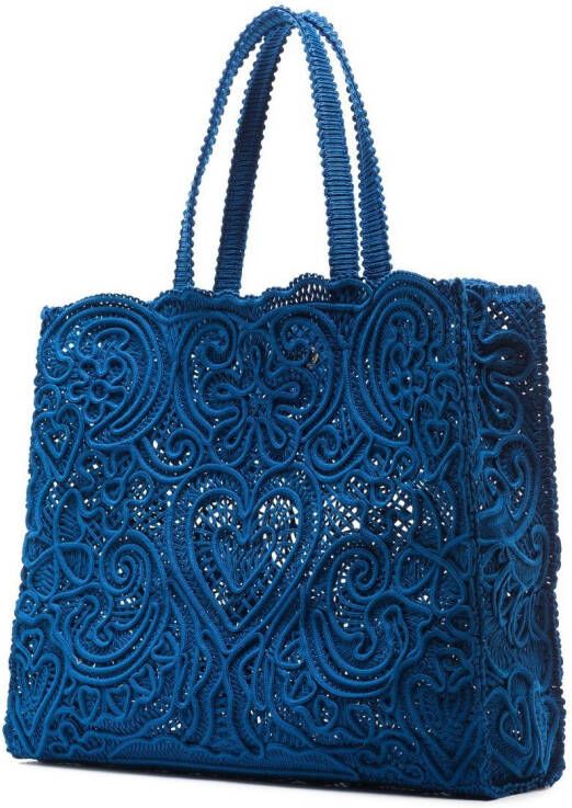 Dolce & Gabbana Grote Beatrice shopper met kant Blauw