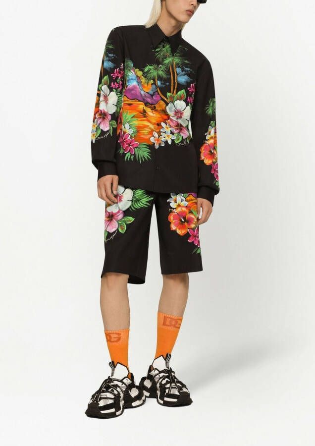 Dolce & Gabbana Bermuda shorts met bloemenprint Zwart