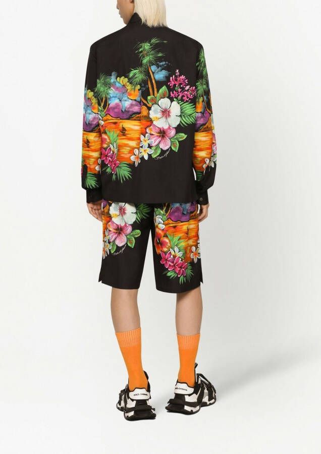 Dolce & Gabbana Bermuda shorts met bloemenprint Zwart
