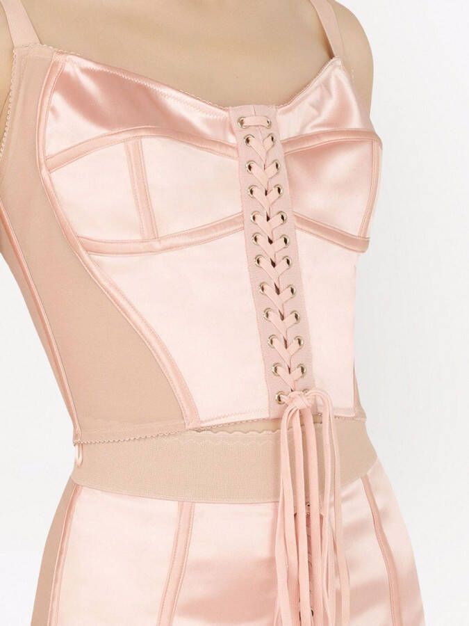 Dolce & Gabbana Satijnen top met veters Roze