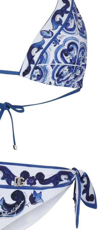 Dolce & Gabbana Triangel bikini met Majolica-print Wit