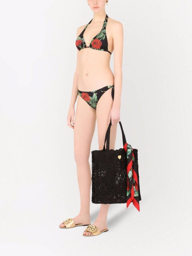 Dolce & Gabbana Bikinislip met roosprint Zwart