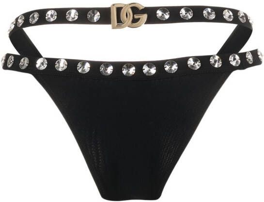 Dolce & Gabbana Bikinislip verfraaid met kristallen Zwart