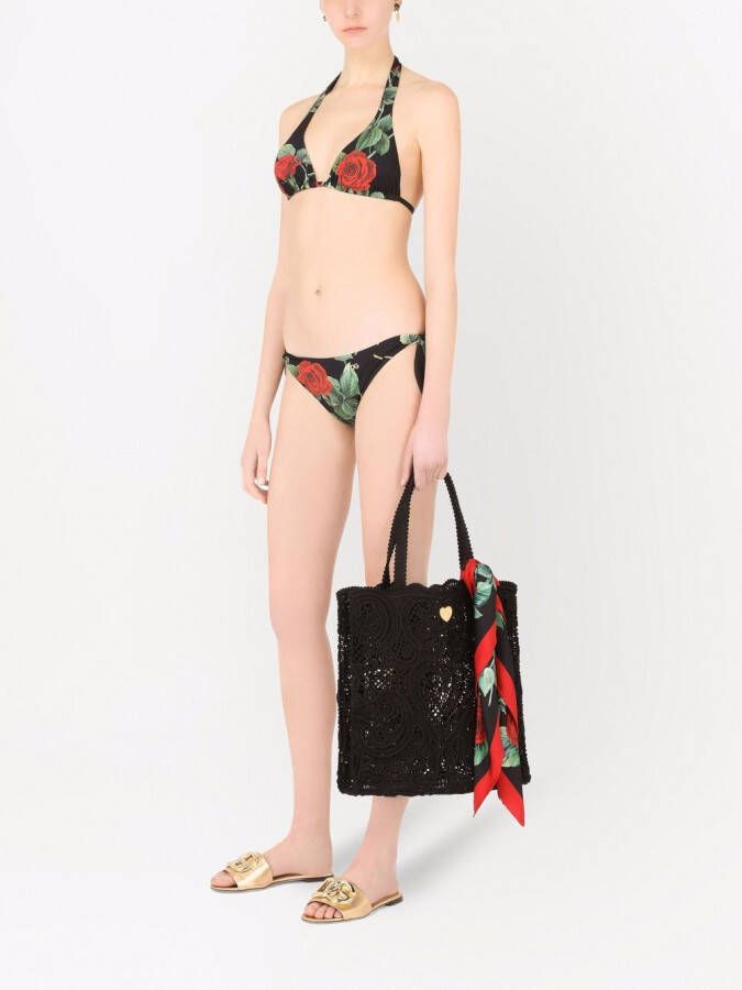 Dolce & Gabbana Triangel bikinitop met kettingprint Zwart