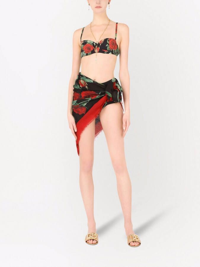 Dolce & Gabbana Bikinitop met roosprint Zwart