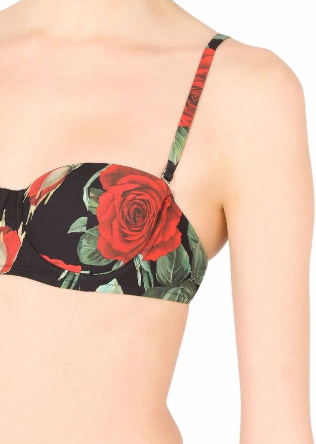 Dolce & Gabbana Bikinitop met roosprint Zwart