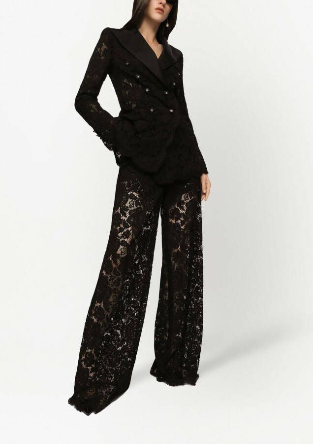 Dolce & Gabbana Turlington blazer met dubbele rij knopen en kant Zwart