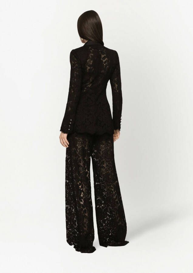 Dolce & Gabbana Turlington blazer met dubbele rij knopen en kant Zwart