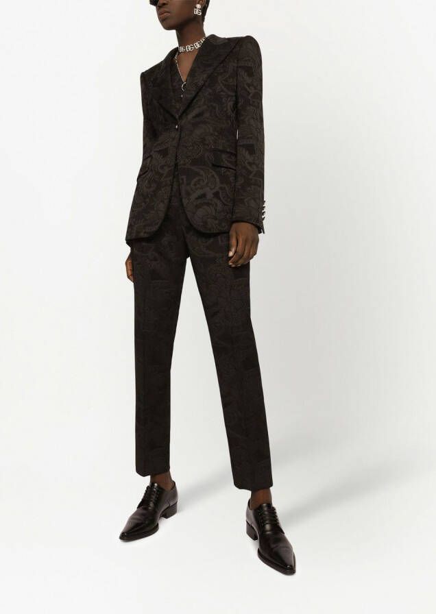 Dolce & Gabbana Turlington blazer met enkele rij knopen en bloemenjacquard Bruin
