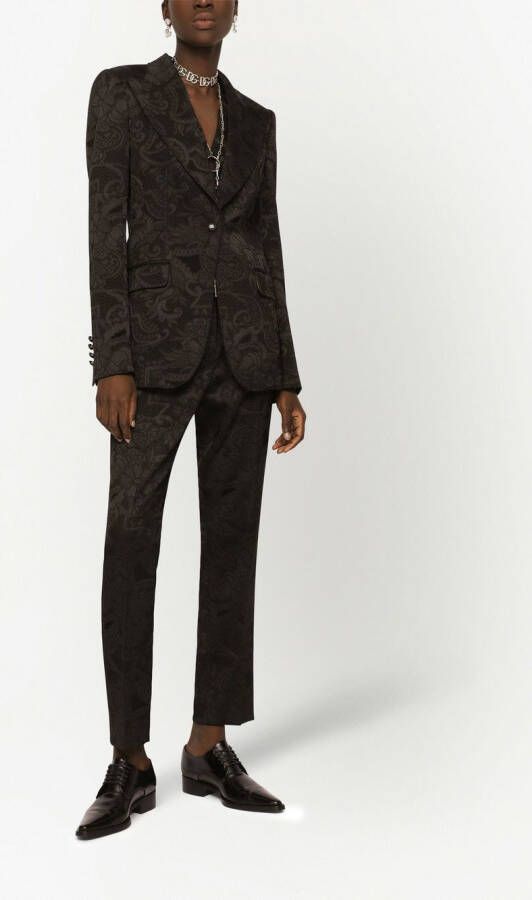 Dolce & Gabbana Turlington blazer met enkele rij knopen en bloemenjacquard Bruin