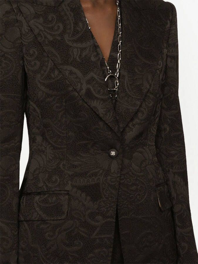 Dolce & Gabbana Turlington blazer met enkele rij knopen en bloemenjacquard Bruin