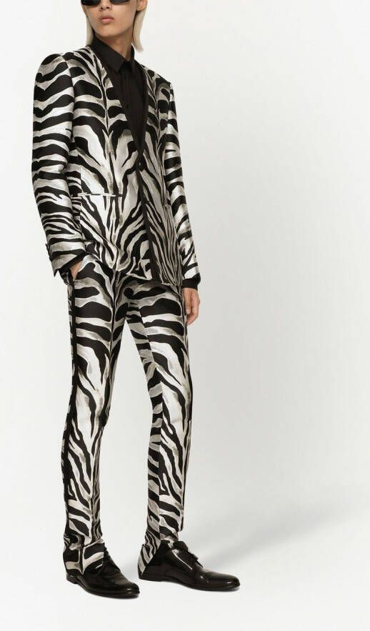 Dolce & Gabbana Blazer met zebraprint en jacquard Zwart