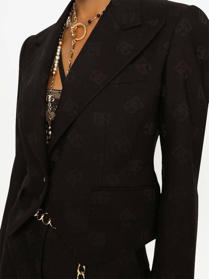 Dolce & Gabbana Spencer wollen blazer met jacquard Zwart