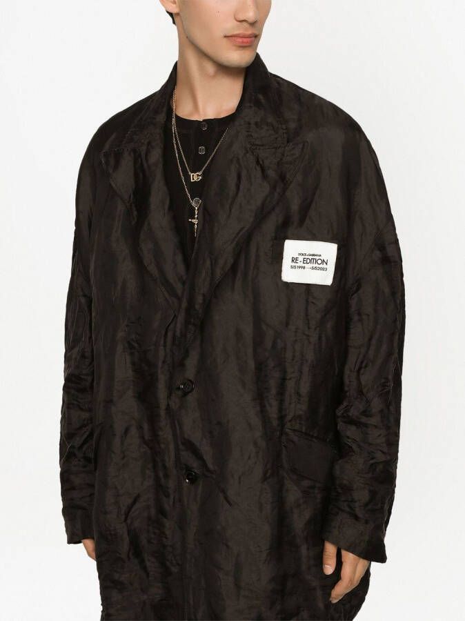 Dolce & Gabbana Gekreukt jack met logopatch Zwart