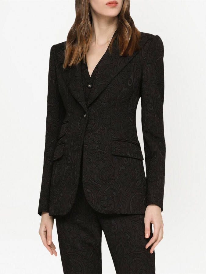 Dolce & Gabbana Turlington blazer met enkele rij knopen en jacquard Zwart