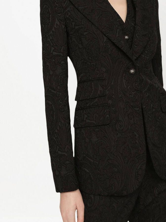 Dolce & Gabbana Turlington blazer met enkele rij knopen en jacquard Zwart