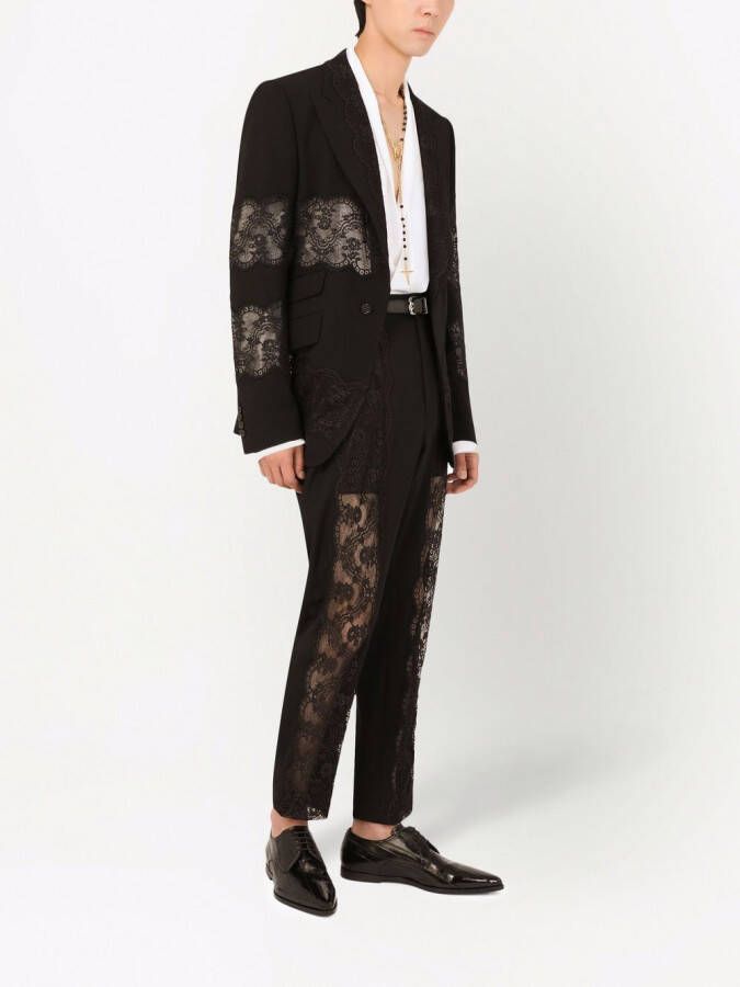 Dolce & Gabbana Blazer met enkele rij knopen en kanten vlak Zwart