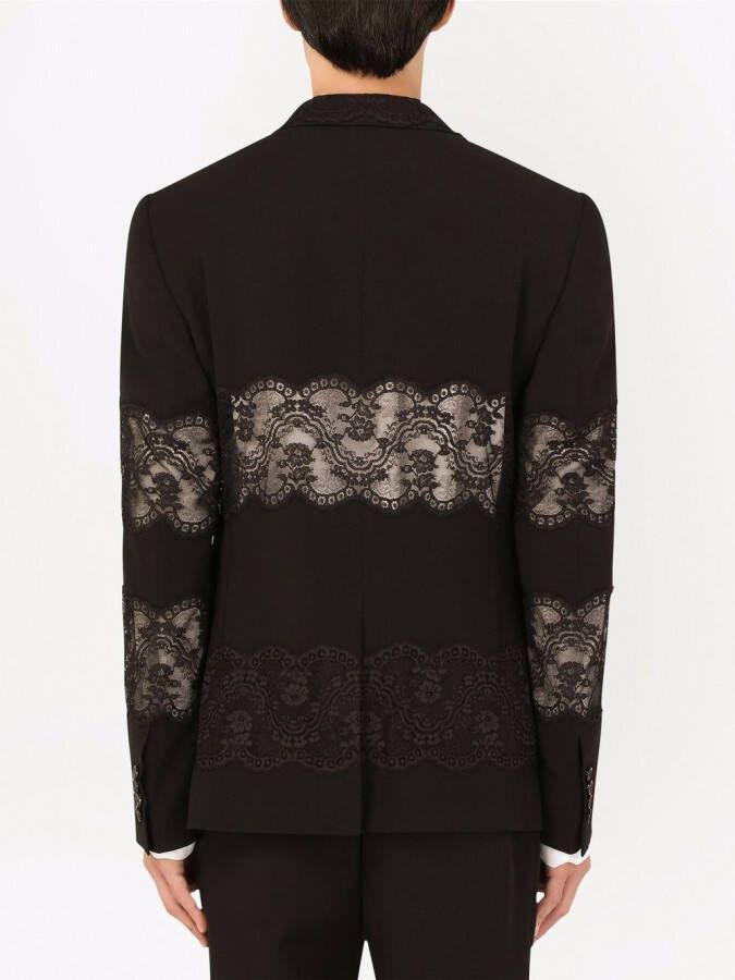 Dolce & Gabbana Blazer met enkele rij knopen en kanten vlak Zwart