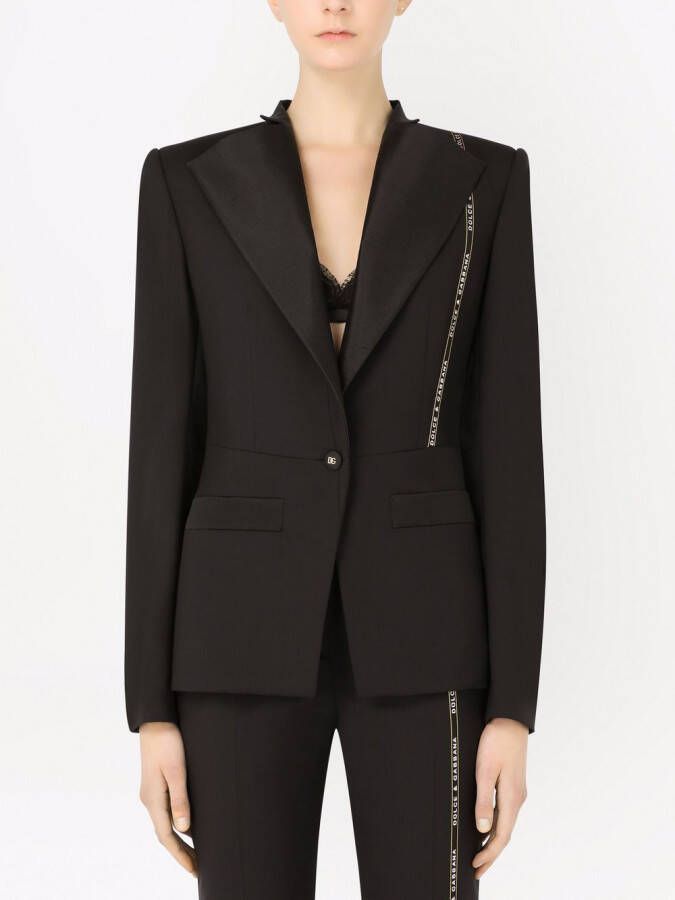 Dolce & Gabbana Blazer met enkele rij knopen en logo afwerking Zwart