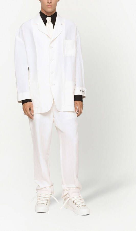 Dolce & Gabbana Blazer van linnen-zijde met enkele rij knopen Wit