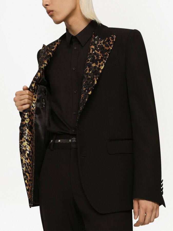 Dolce & Gabbana Smoking blazer met luipaardprint Zwart