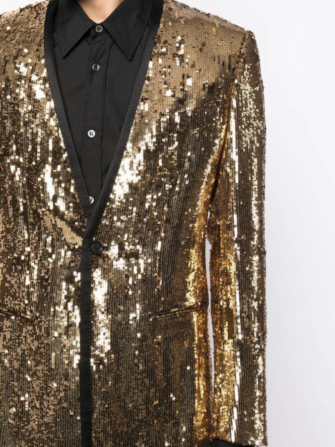 Dolce & Gabbana Verfraaide blazer met enkele rij knopen Goud