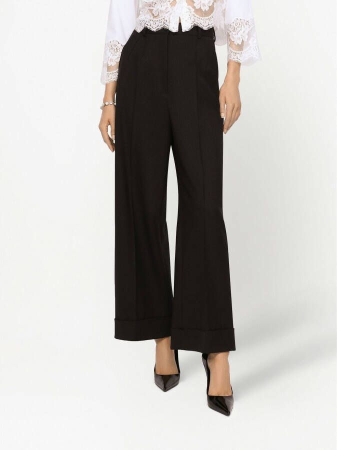 Dolce & Gabbana Cropped popeline blouse met kanten vlakken Wit