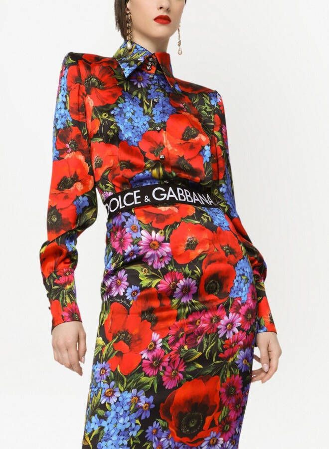 Dolce & Gabbana Blouse met bloemenprint Rood
