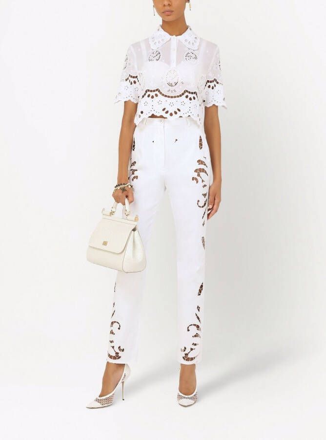 Dolce & Gabbana Poloshirt met geborduurd mesh Wit