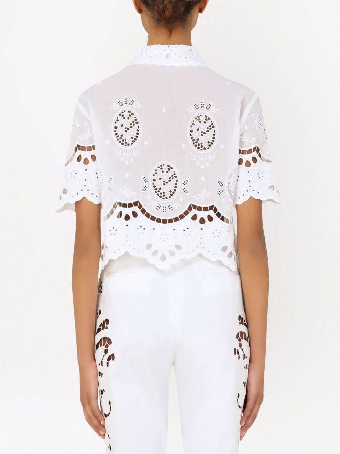 Dolce & Gabbana Poloshirt met geborduurd mesh Wit