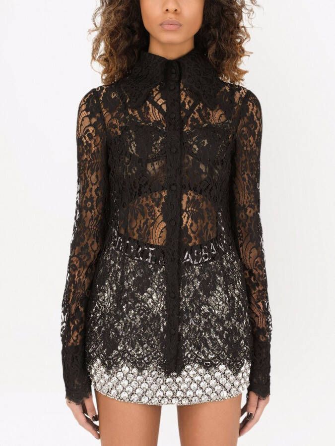 Dolce & Gabbana Semi-doorzichtig blouse Zwart