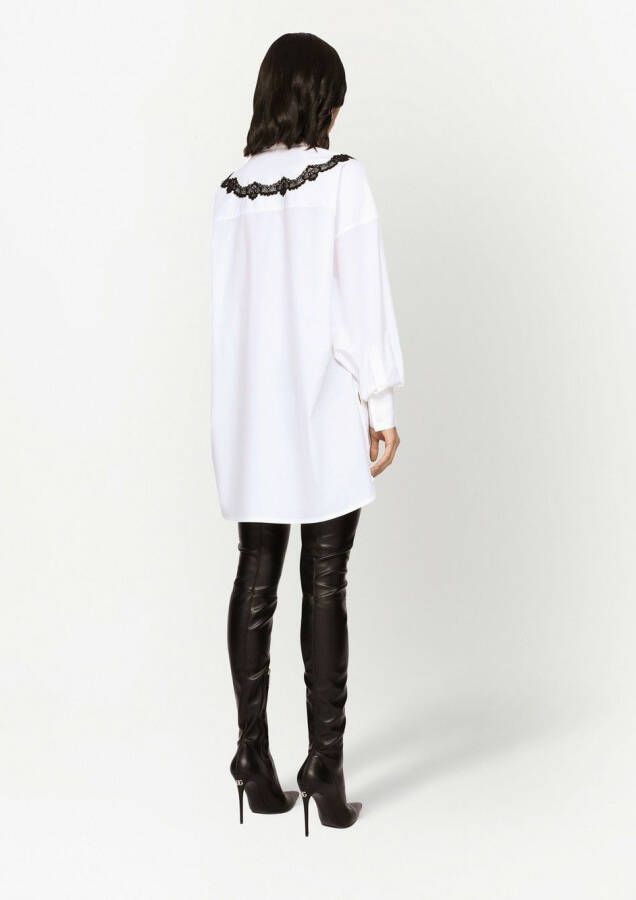 Dolce & Gabbana Popeline blouse met kanten vlakken Wit