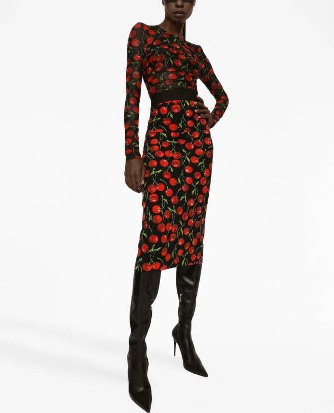 Dolce & Gabbana Blouse met kersenprint Zwart