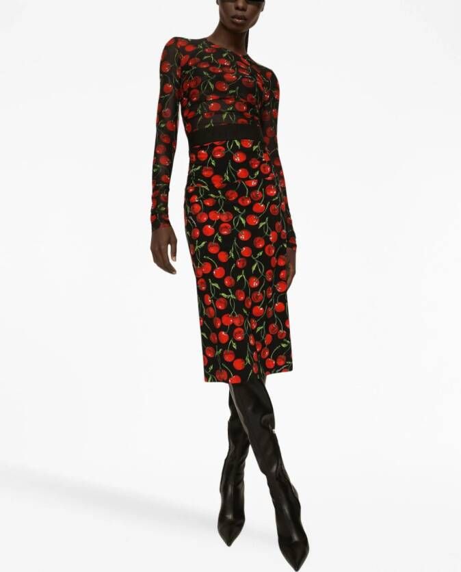 Dolce & Gabbana Blouse met kersenprint Zwart