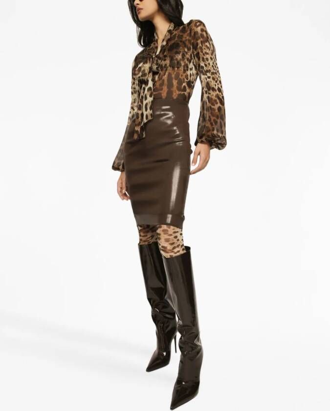Dolce & Gabbana Blouse met luipaardprint Bruin