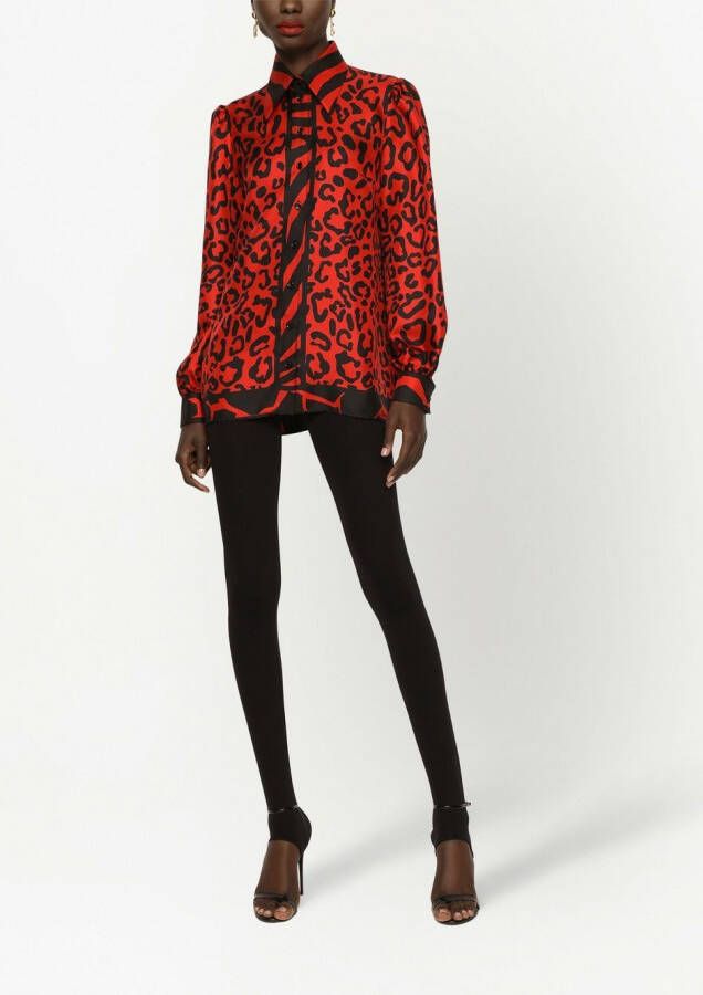 Dolce & Gabbana Blouse met luipaardprint Rood