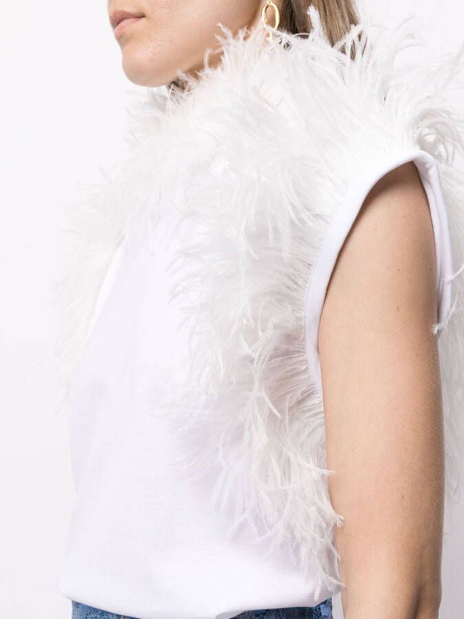 Dolce & Gabbana Blouse met veren afwerking Wit